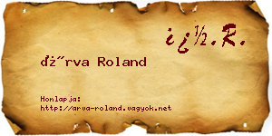 Árva Roland névjegykártya