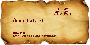 Árva Roland névjegykártya